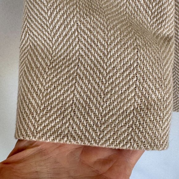 Banana Republic Norfolk Linen-Cotton Cream Herringbone Belted Long Blazer Jacket - Picture 6 of 17